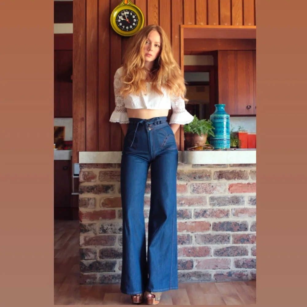 VINTAGE 70's FLARE "BRIGITTE" JEAN - Picture 1 of 8